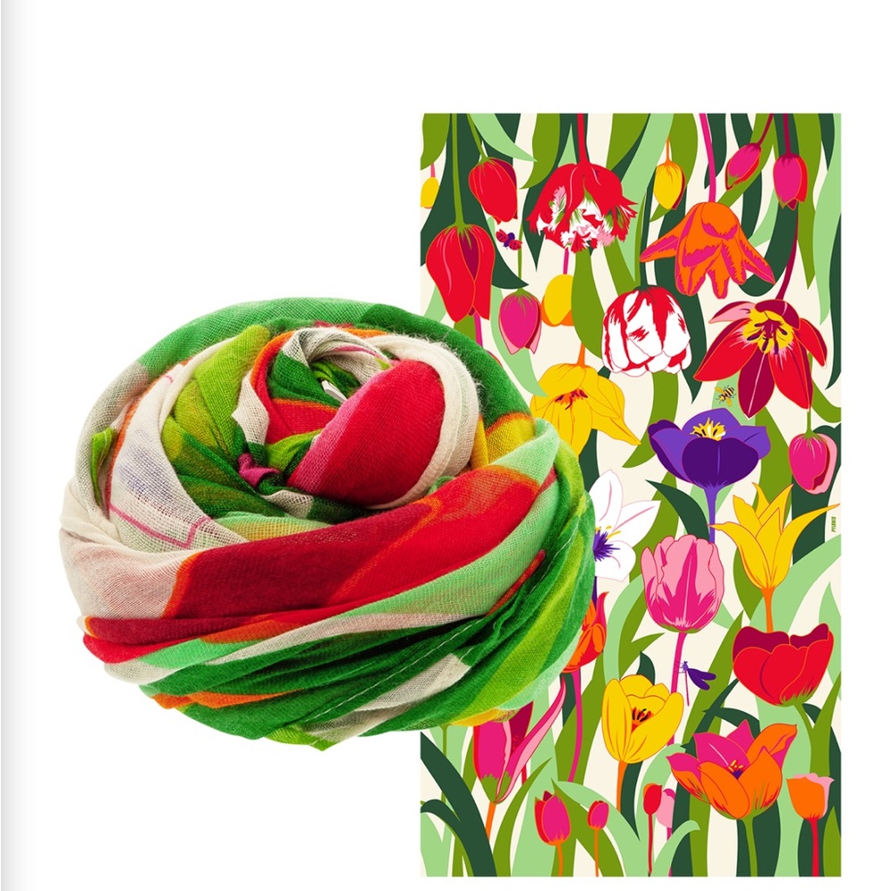 NIB Pylones scarf, tulip themed.
